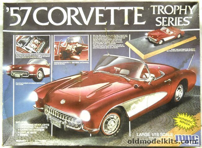 MPC 1/16 1957 Chevrolet Corvette Trophy Series - With Carpet / Operating Lights / Display Base/ Wiring / Fuel Injection or Dual 4 Barrels, 6426 plastic model kit